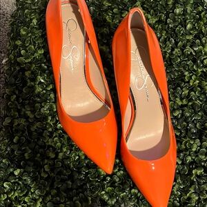 Jessica Simpson Orange High Heels with Pointed Toe and Stiletto Heel